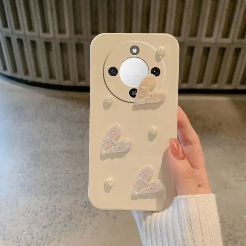 3D Laser Love Heart Pearls Soft Silicone TPU Phone Case