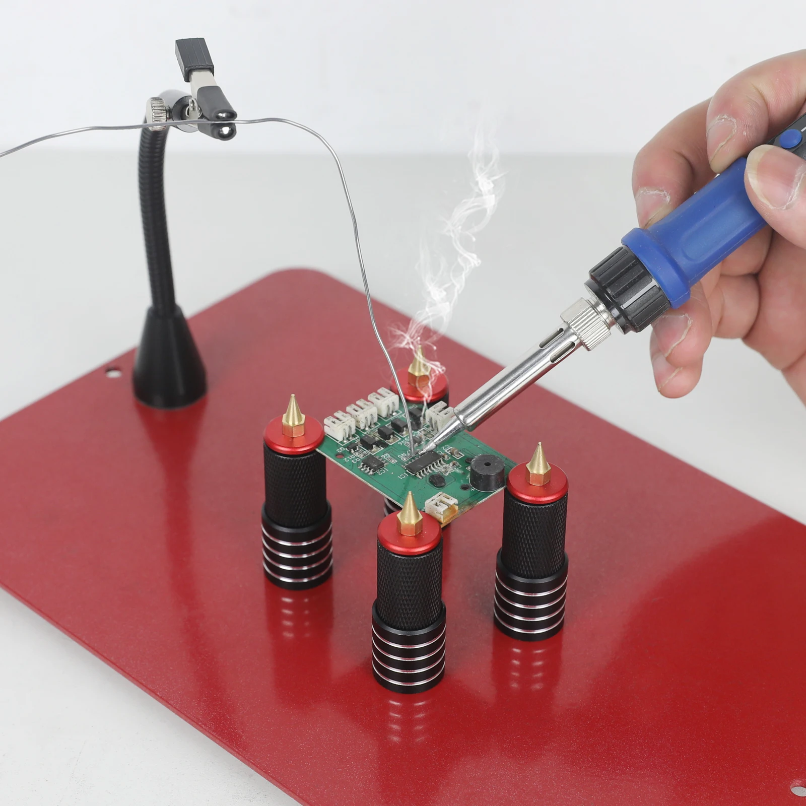 NEWACALOX Magnetic Flexible Arm Soldering Third Hand PCB Holder with 360° Rotating Heat Gun Stand Welding Workbench Helping Hand