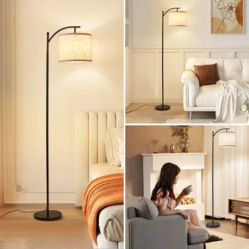 Floor Lamp for Living Room with 3 Color Temperatures Standing Lamp with Linen Lampshade Rotation Adjustment for Bedroom Office 5