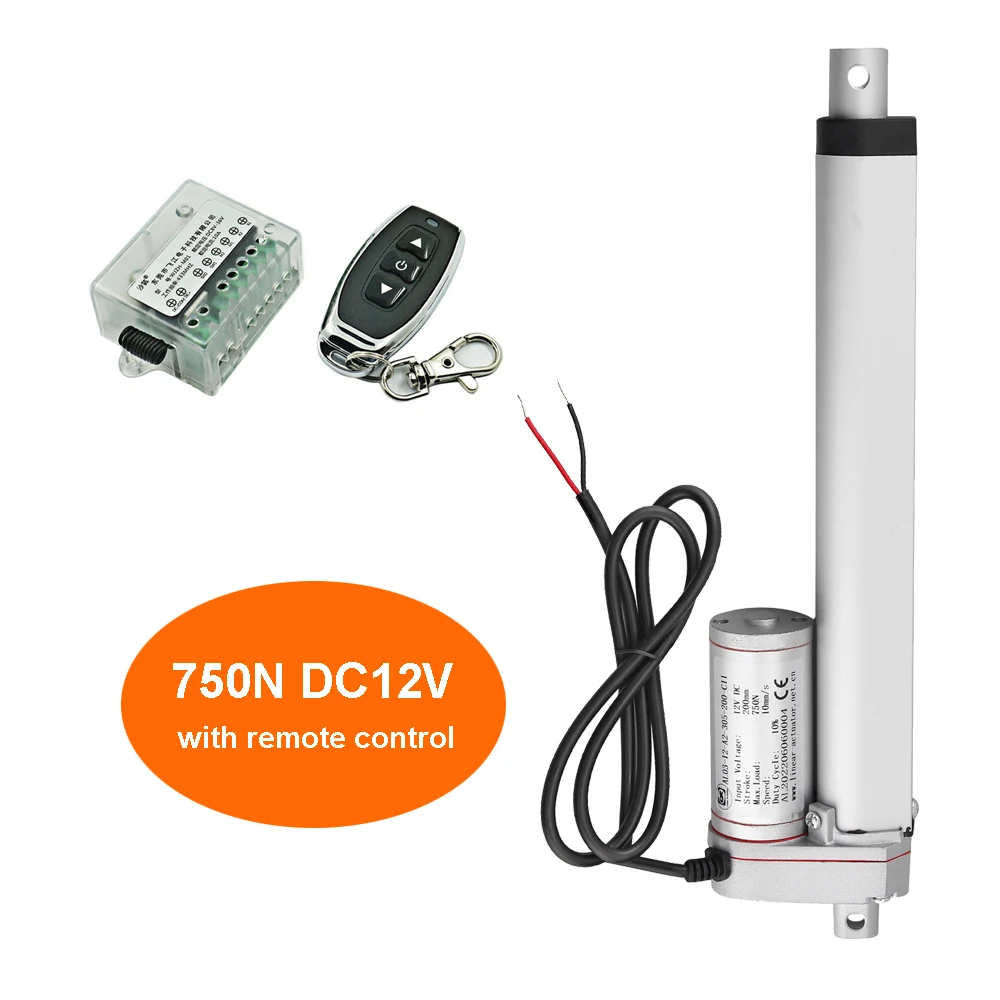RF Remote Control and Linear Actuator 12V 750N Metal Gear DC Electric Drive Window Opener Linear Motor 50mm 100mm 150mm Stroke