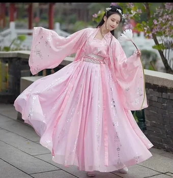 Abito Hanfu femminile in stile cinese retrò tradizionale Tang ricamo camicia a maniche grandi elegante set di costumi da ballo fata cosplay 1