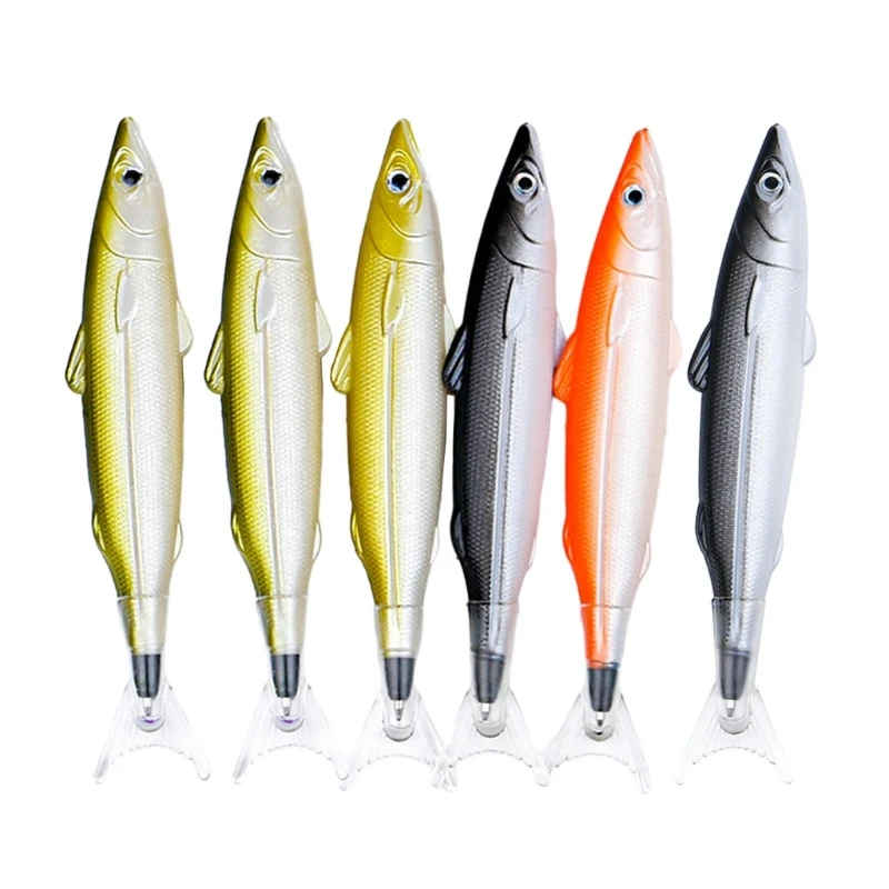 Pack of 6 Fish Pen Ballpoint Pens Novelty Fishing Pen 0.5mm Realistic Decoration Party Halloween Christmas Gifts