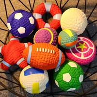 Squeaky Dog Toys Natural Latex Footballs Soft Bouncy Durable For Small Medium Large Dogs Interactive Chew Fetch Play Dog Toy 2