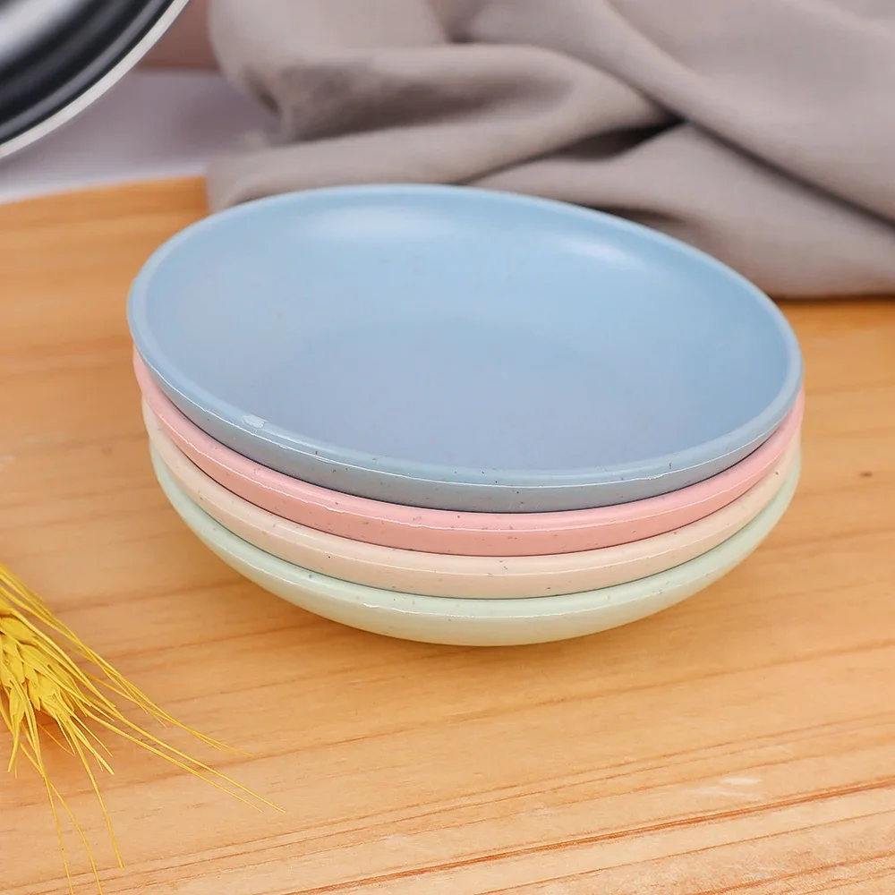 Wheat straw dish Wheat Straw Saucer Dessert Plate Snack Bowl Salad Saucer Kitchen Seasoning Dish Home Cake Trash Fruit Dishes Party Supplies