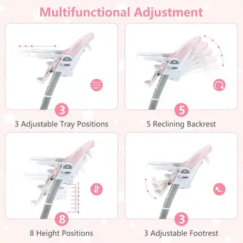 3 In 1 Baby High Chair, Electric Baby Swing, Infant Dining Booster Seat With Remote Control, One-Hand Removable Tray, Double 2