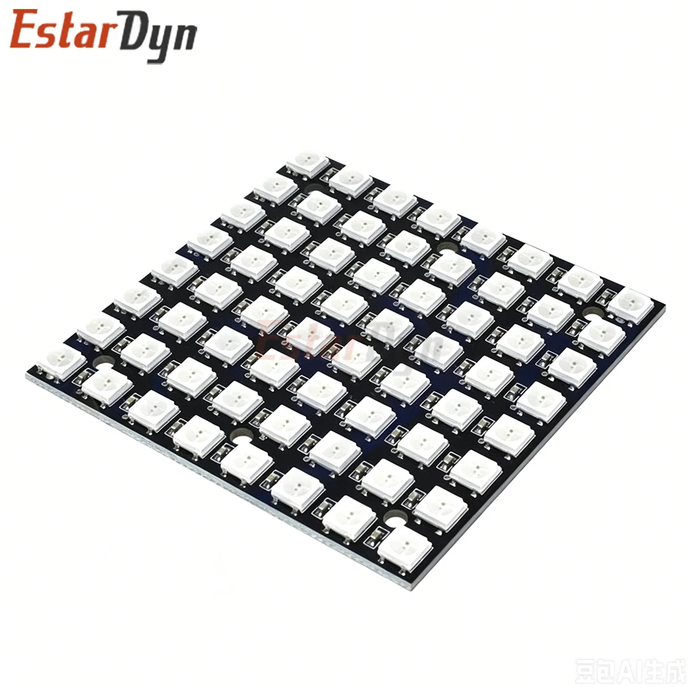 Estardyn WS2812 5050 RGB 8x8 64 LED 매트릭스 모듈 ESP32 DIY 애니메이션 디스플레이용 개별적으로 주소 지정이 가능한 풀 컬러