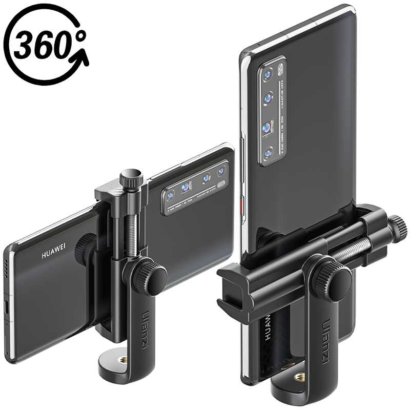 ULANZI ST-17 360Â° Rotation Tripod Mount Holder Cell Phone Clip Mount Bracket Adapter for iPhone Vlog Cold Shoe for Mic Led Light