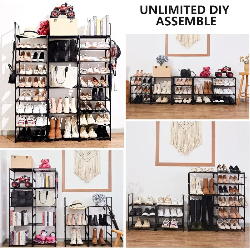 9-Tier Metal Shoe Rack - Holds 50-55 Pairs, Tall Storage Shelf for Shoes, Boots, Entryway, Closet, Garage 5