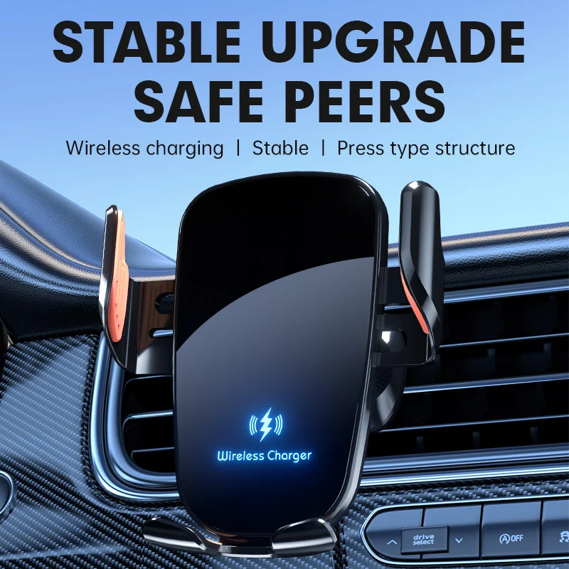 Wireless Fast Charging Car Phone Holder with Manual Clamping