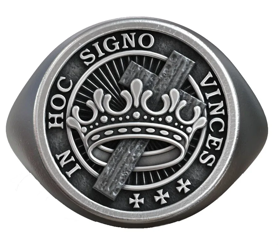 

10-14g Crusader Templar Knight Masonic Crown Rings 925 Solid Sterling Silver Ring Neo-Gothic