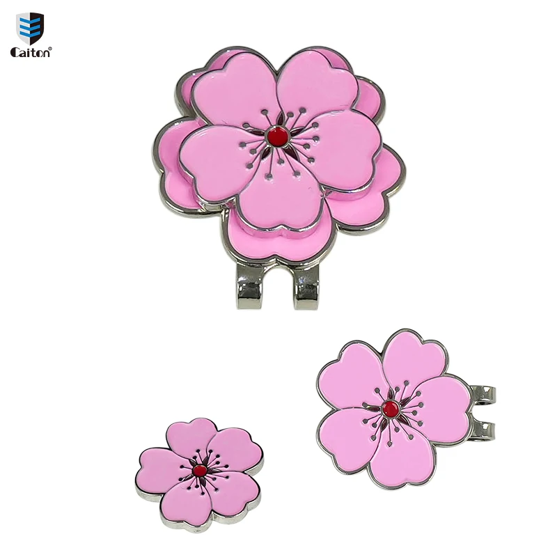 Caiton Rose-Shaped Golf Hat Clip with Magnetic Ball Marker Rust-Resistant Durable Design Easy Attachment to Hats and Belts