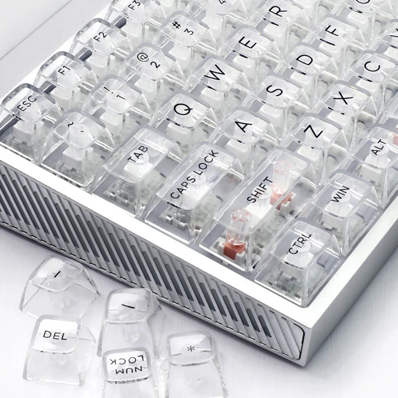 

132 Keys Crystal PC Transparent Keycaps For MX Switch Mechanical Keyboard RGB Gaming Backlit Keycap Black Key Caps DIY Key Cap