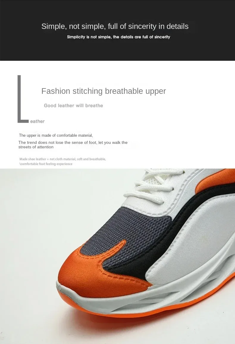 Close-up of men’s thick-soled fabric sneakers in motion, highlighting breathable texture and sporty Korean-inspired design breathable upper