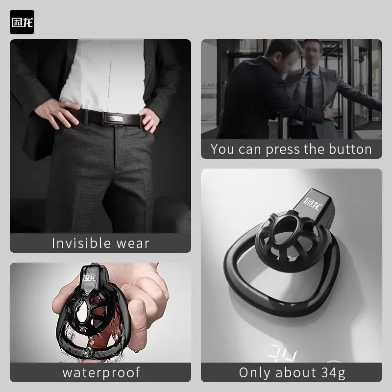 Chastity Cage Tablet Design with Three Different Pot Heads Three Snap Rings Breathable Men's Birdcage Penis Lock Adult Sex Toys