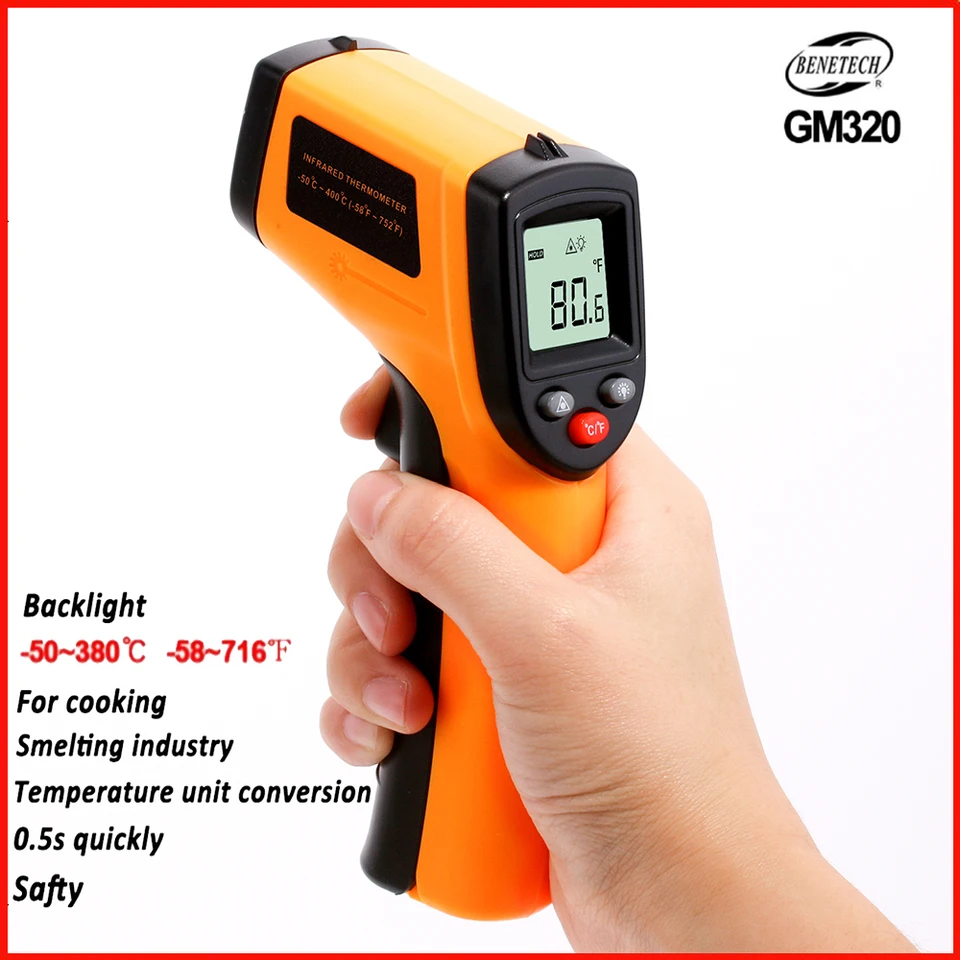 Infrared Thermometer, Gm320 Digital Temperature Gun For Cooking