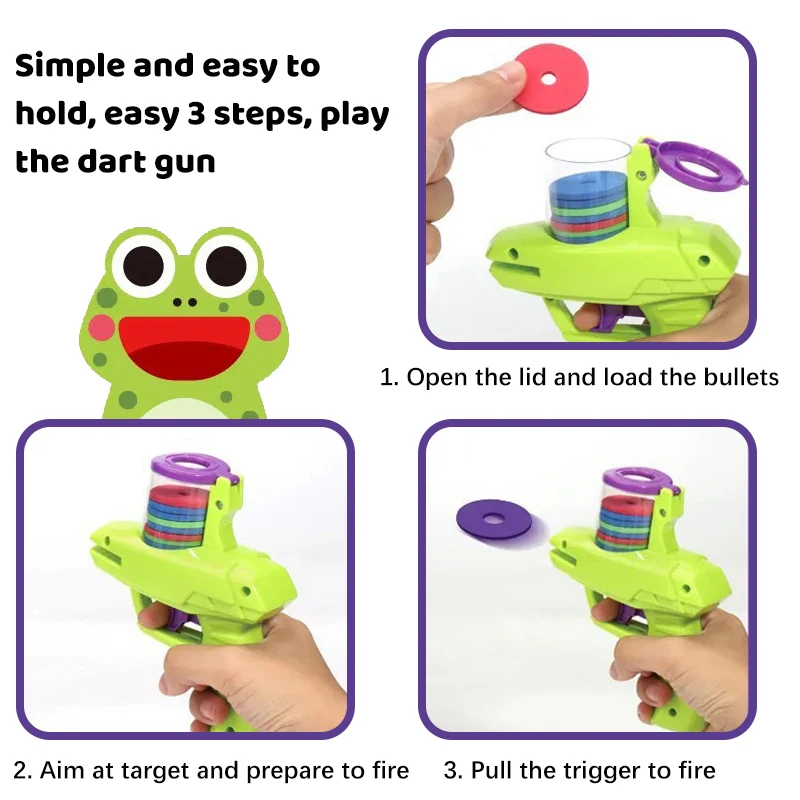 Children Flying Recreation Gun Parent Child Outdoor Game Interactive Sport Toy Safety EVA Gun Soft Bullet Foam Disc Launcher Gun 6