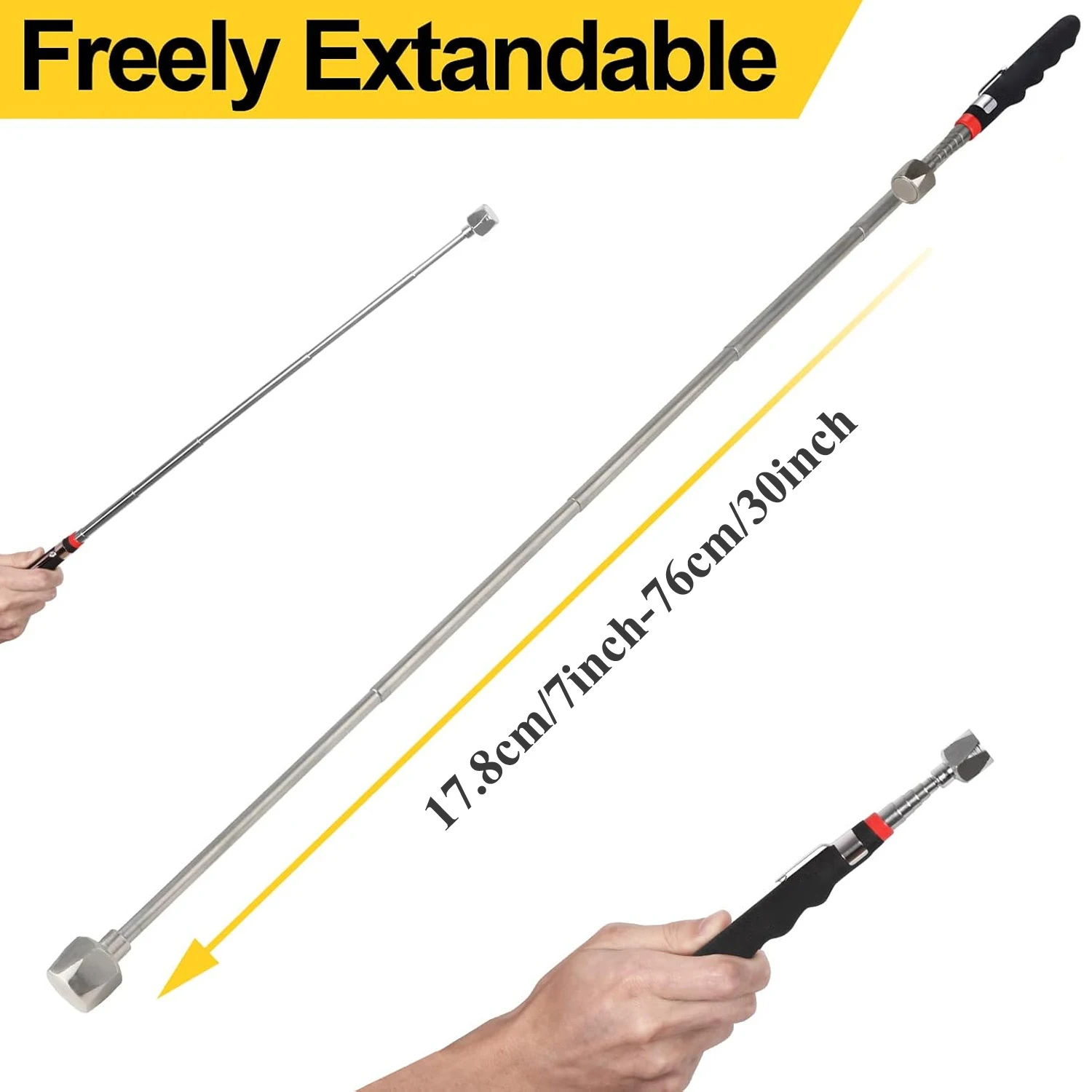 16LBs Telescoping Magnetic Pickup Tool with Pen Clip Design Magnet Stick Extendable 7" to 30" for Men Birthday Father's Day