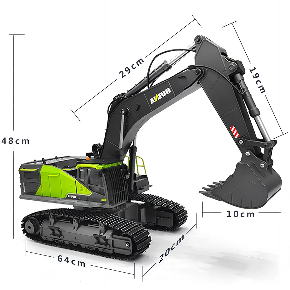 HUINA 1593 RC Excavator 22CH Dumper Truck Caterpillar Alloy 1/14 Tractor Loader 2.4G Radio Controlled Car Engineering Toys 4