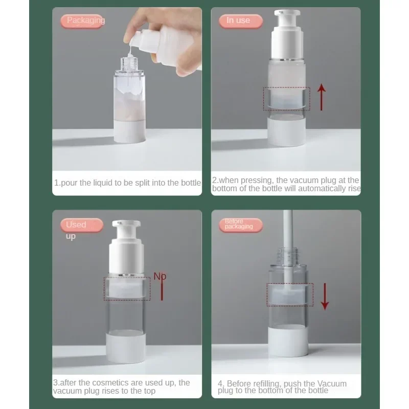 15ml 30ml 50ml Clear Airless Cosmetic Cream Pump Bottle Travel Size Dispenser Makeup Container for Cream Gel Lotion 4