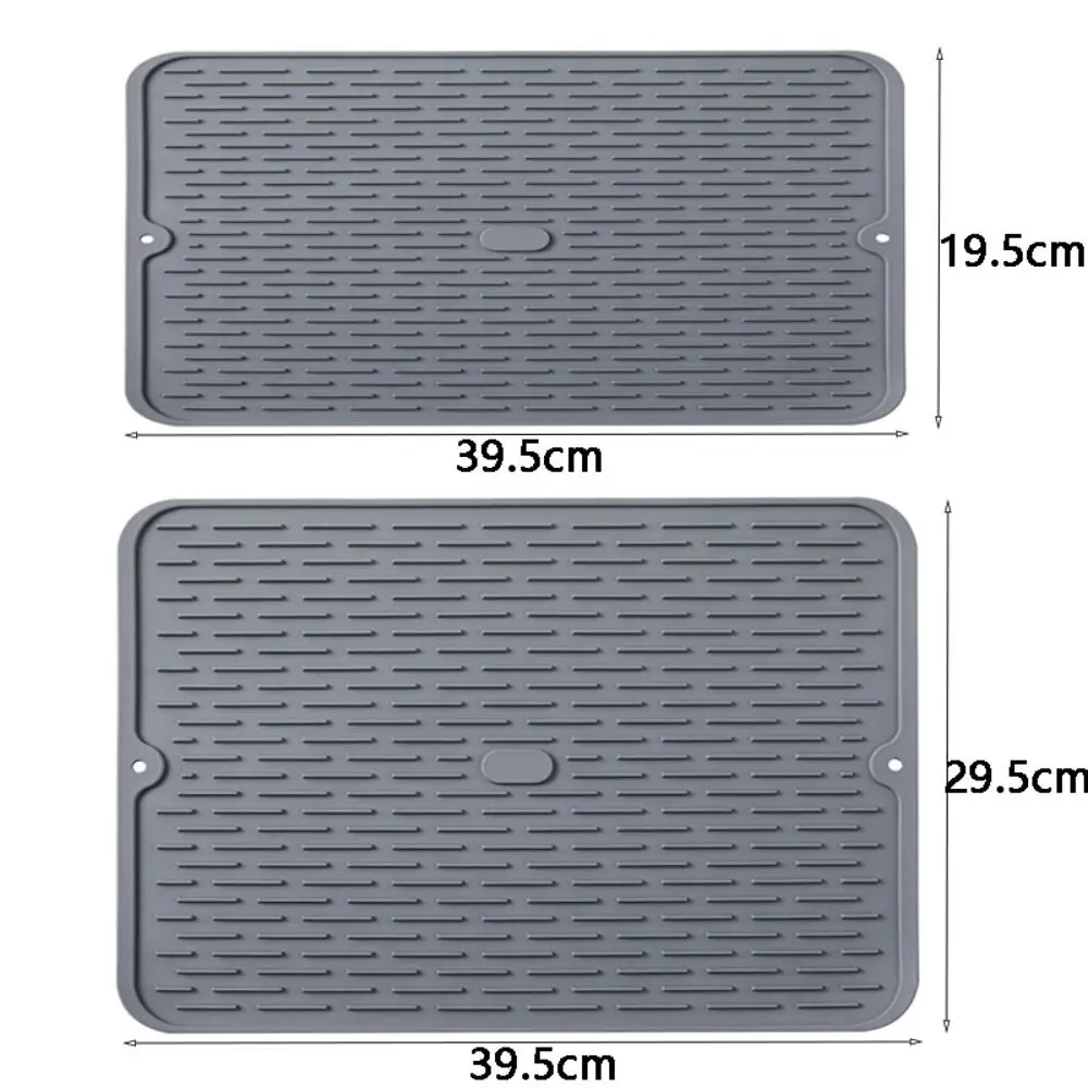 Faucet Mat Kitchen Faucet Splash Pad Grey Silicone Drying Mat Kitchen Counter Placemat Non-Slip Heat Resistant Sink Pad Thickness Rectangle Dish Drying Mat Bowl