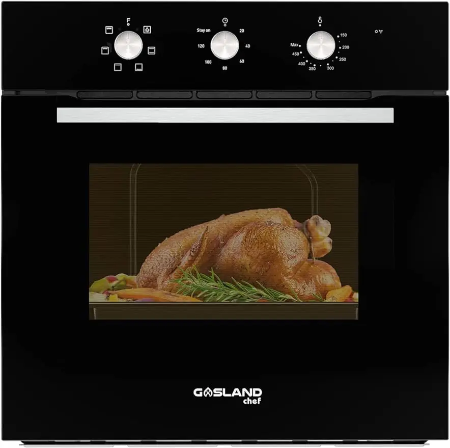 

24 Inch Single Wall Oven, GASLAND Chef 24'' Built-in Electric Ovens, 240V 3240W 2.3Cu.ft 5 Cooking Functions of Grill Convention