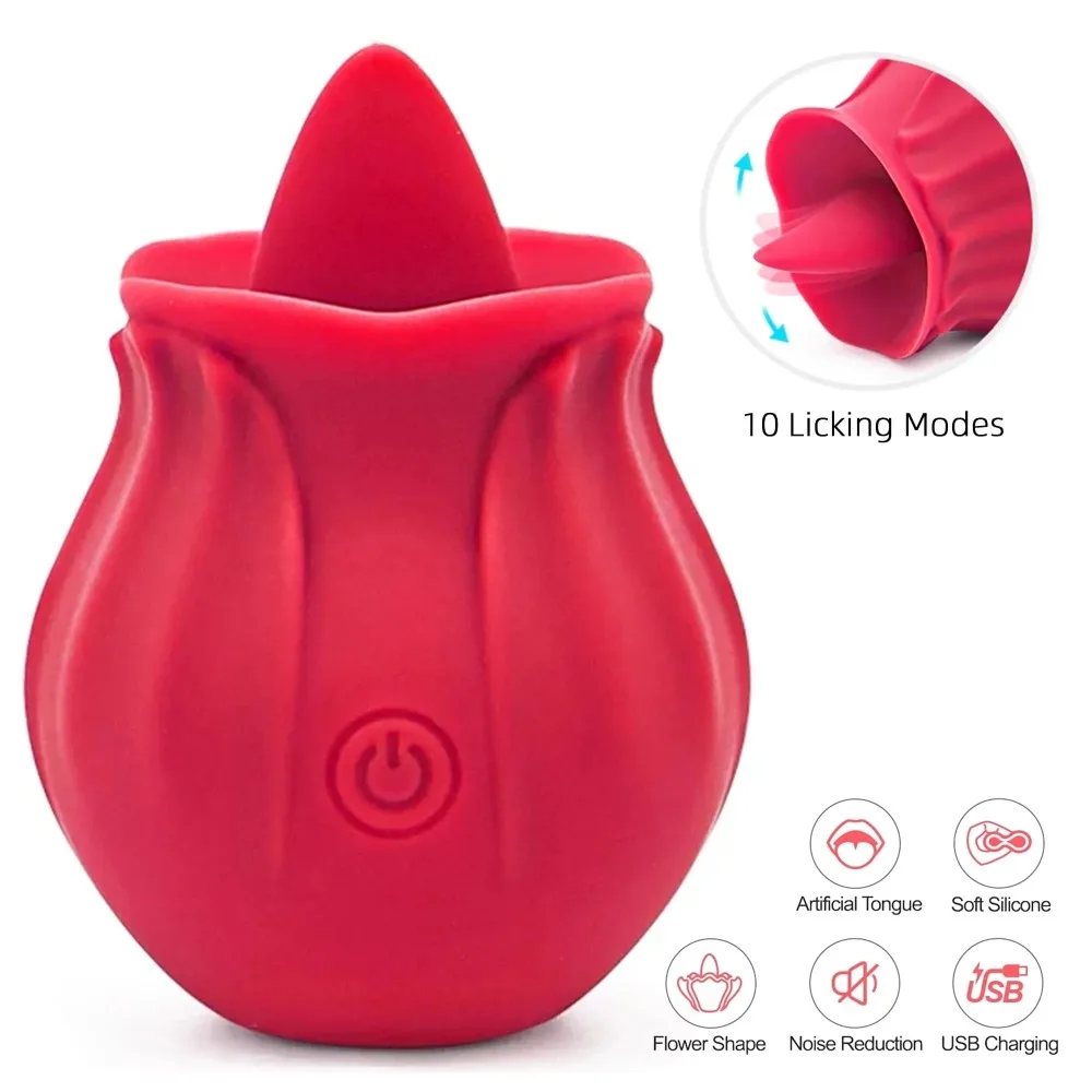 Leistungsstarke Zunge Lecken Vibrator Frauen Klitoris Stimulator Massage Weibliche Oral Nippel Klitoris Vibrierende Rose Sex Spielzeug für Erwachsene 1