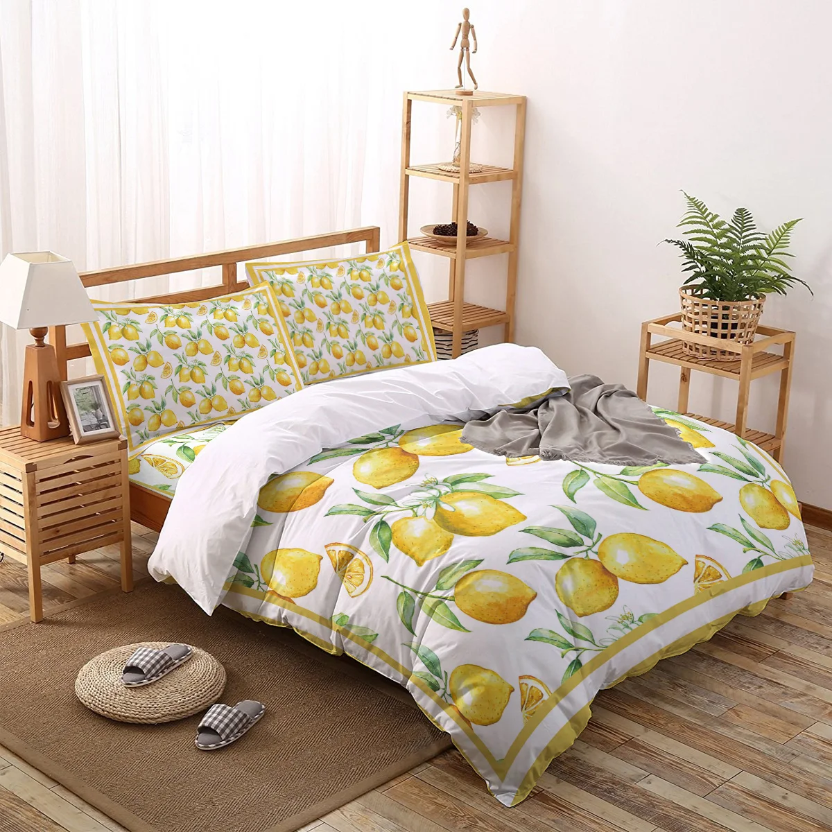 Watercolor Lemon Duvet Cover Set Bedclothes Home Bed Linen Sheet Queen King Size Comforter Set