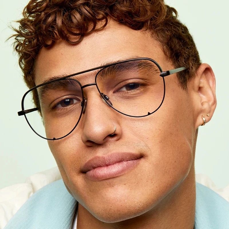 Gafas Vintage de piloto para hombre, lentes transparentes Metal sin prescripción para hombres, lentes ópticas UV| | - AliExpress