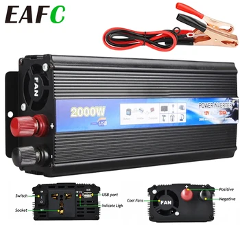 Convertitore di tensione per auto da CC a CA da 12-24 V a 220 V 2000 W con caricatore USB per tablet telefono