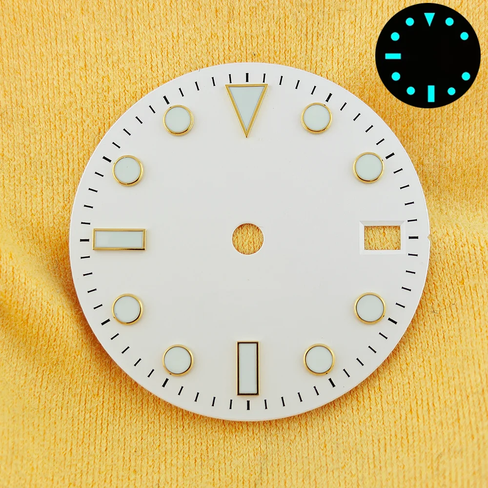 Enhanced Blue Luminous Watch Dial with Calendar - 28.5mm for Face Modification Parts
