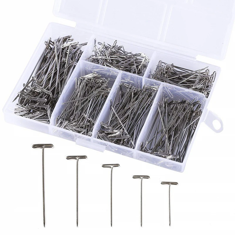 27/32/38/51mm T Shaped Pins Sliver Stainless Steel Pins Sewing Positioning Needles Hand Knitting Salon Styling Wig Fix Tools