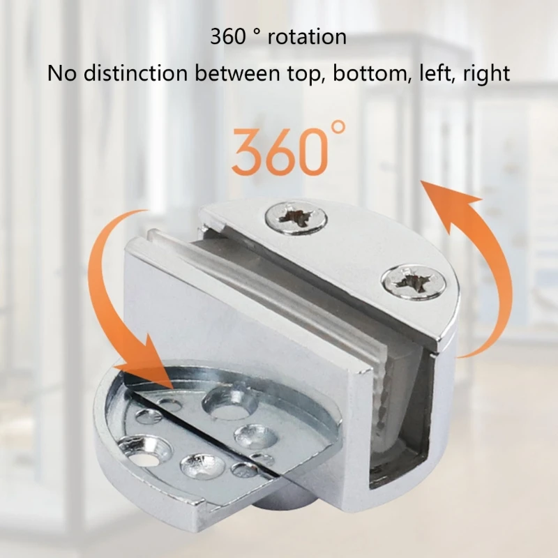 Glass Door Cupboard Showcase Cabinet Clamp Glass Shower Doors Hinge Replacement Parts 360-Degree Rotating Shafts Hinge