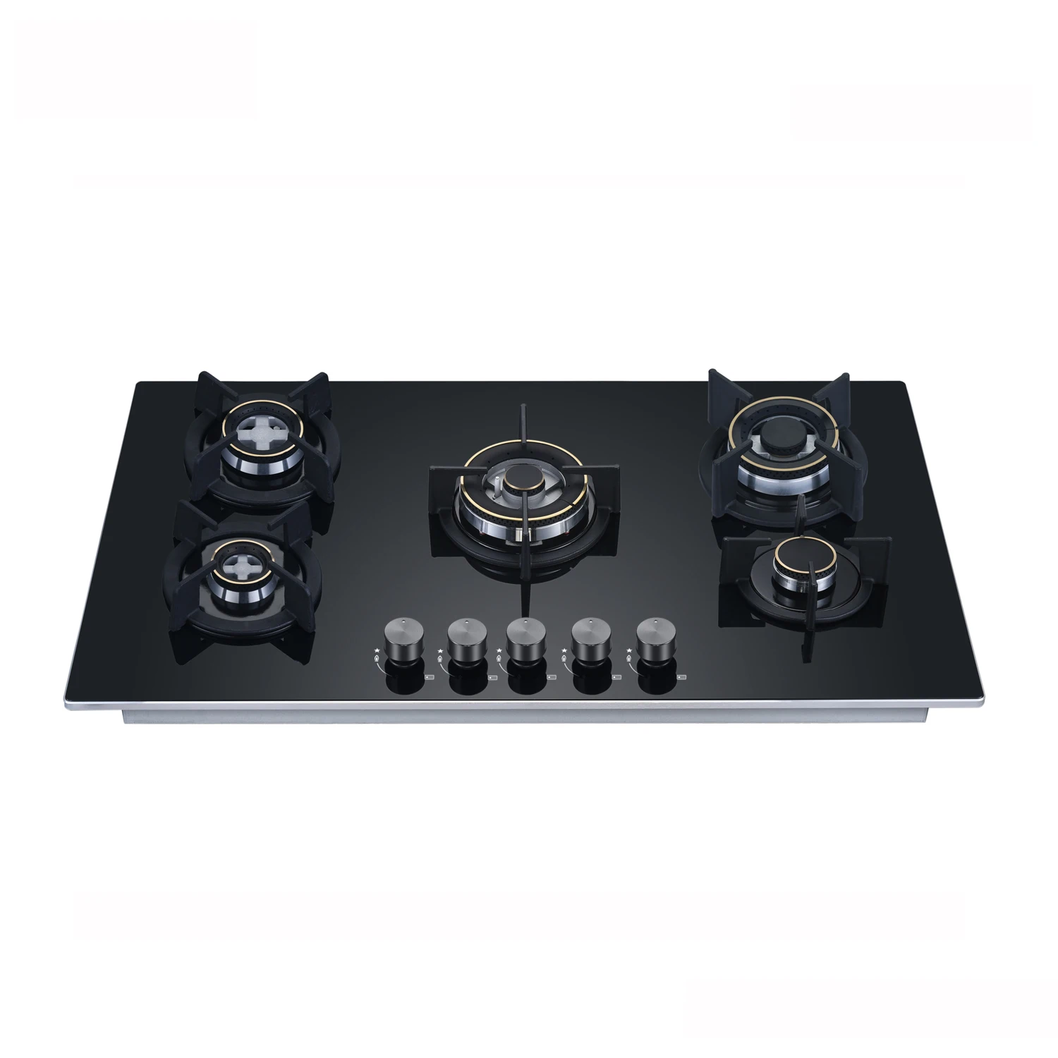 Factory Black Tempered Glass 5 Burner Gas Cooker Stove Hot Selling Gas Cook Tops