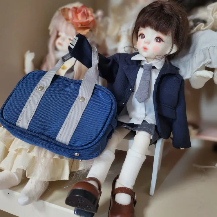 BJD Doll Accessories 1/4 1/3 cloth uniform bag Dark blue/black DD MSD kumako Japanese JK Preppy style schoolbag handbag