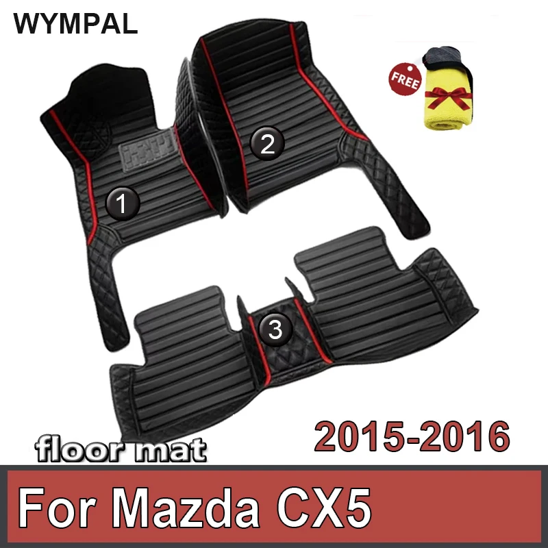 

Custom Made Leather Car Floor Mats For Mazda CX5 CX-5 2015 2016 Interior Details Auto Carpets Rugs Foot Pads Accessories