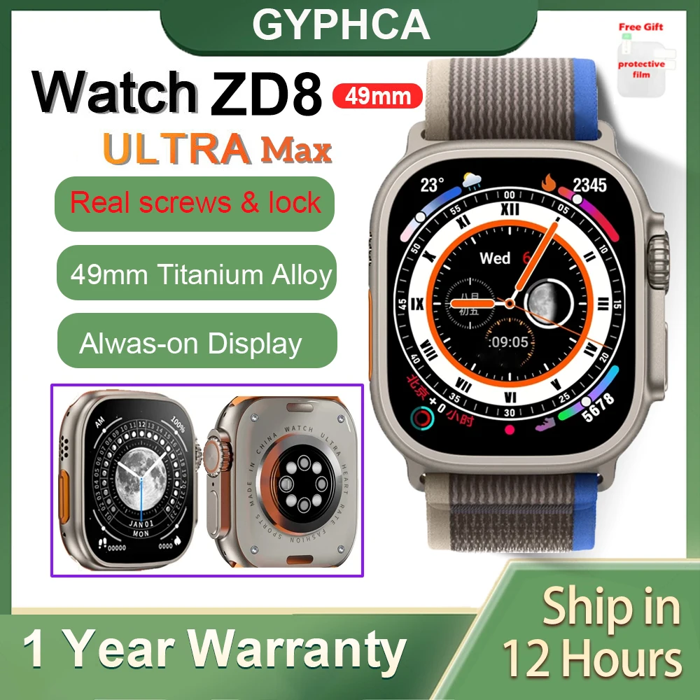 2022 zd8 ultra max relógio inteligente série 8 liga de titânio 1:1 49mm ...