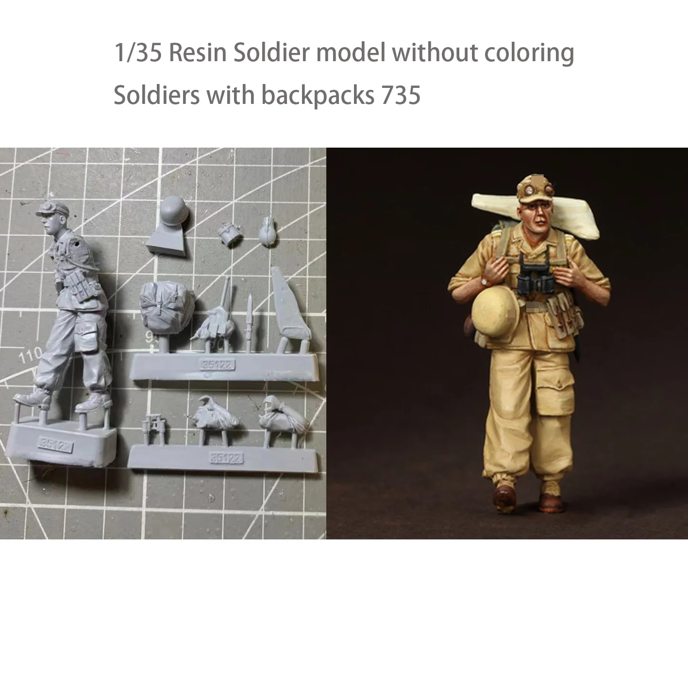 

Модель солдата из смолы 1/35 Без окрашивания солдат с рюкзаками 735
