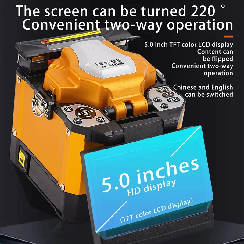 A-86S Automatic Fiber Optic Fusion Splicer Fiber Optic Hot Melt Machine Leather Cable Patchcord Pigtail Hot Melt Tool