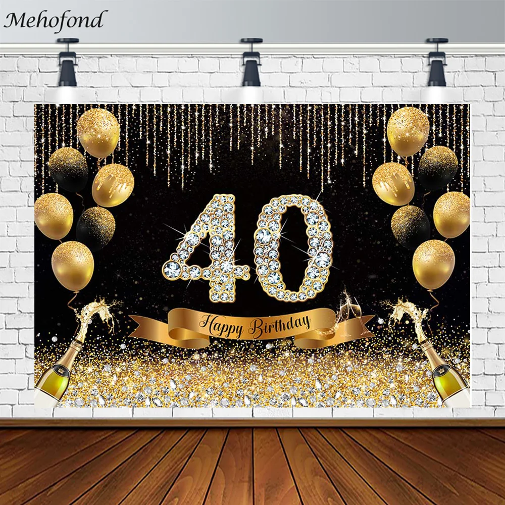 Arrière-plan à paillettes dorées pour anniversaire, Ballons en diamant,  couleur Champagne, décoration pour fête de