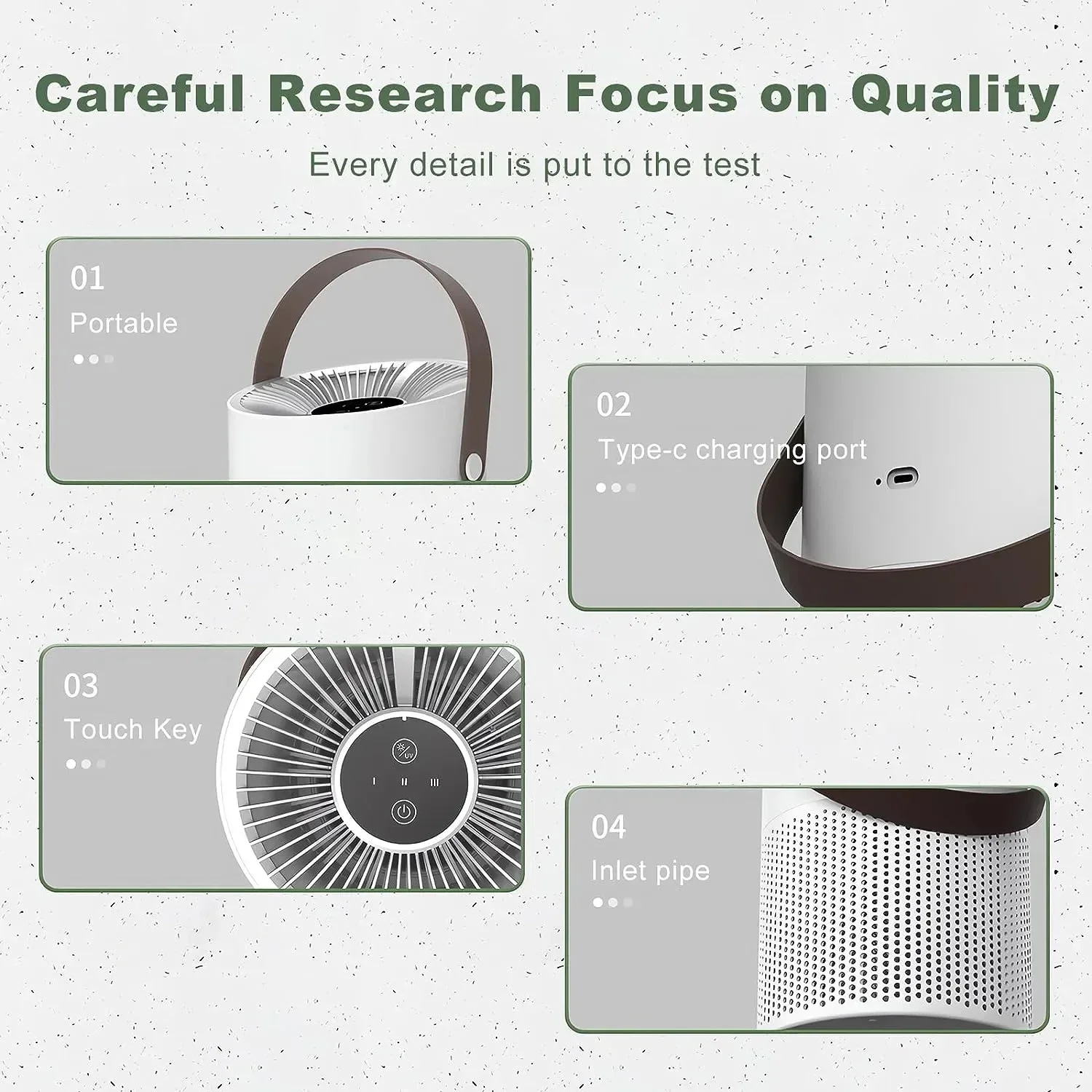 Multifunctional Desktop Air Purifier Remove Formaldehyde H13 HEPA Filter UVC Car Air Purifiers for Bedroom Home 5