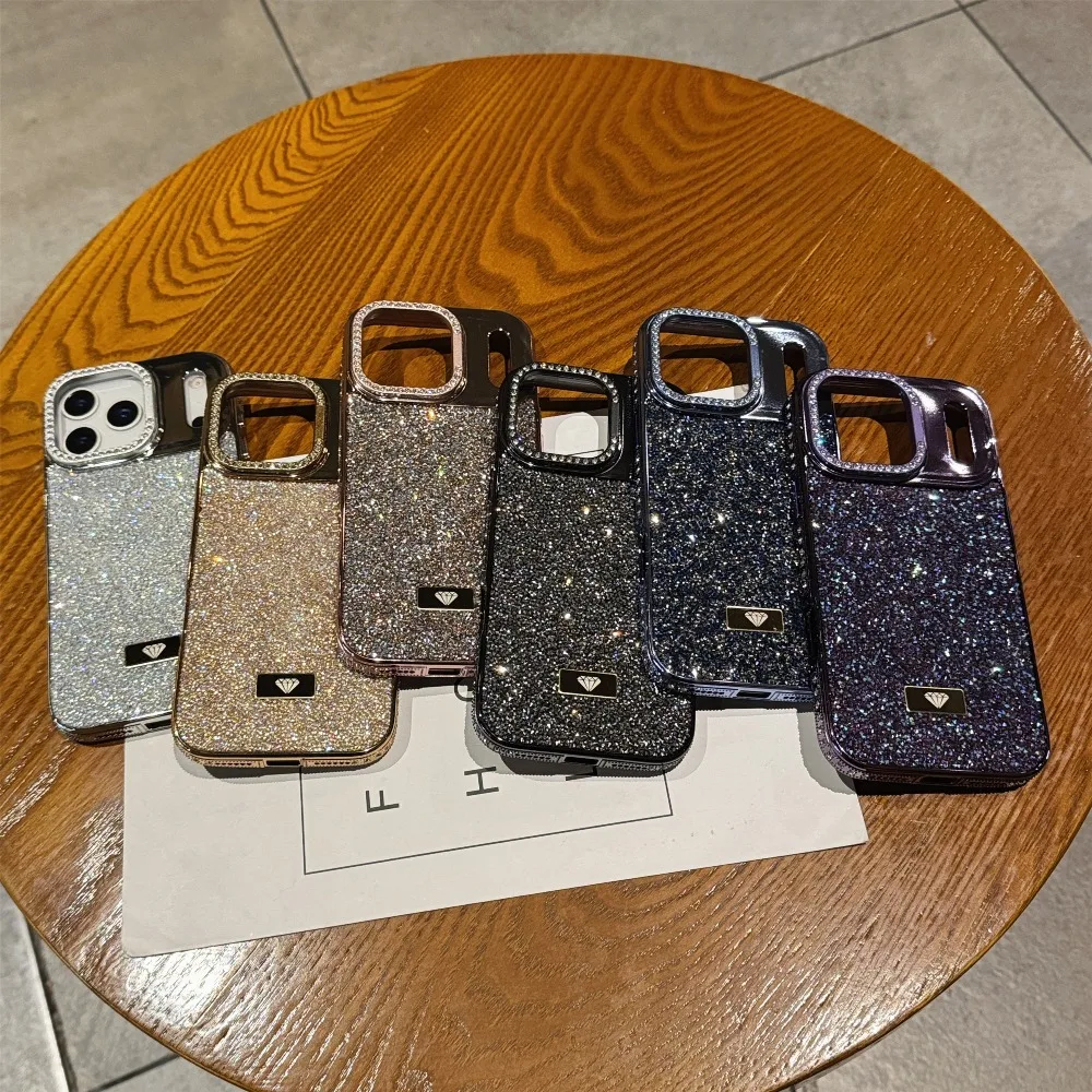 Luxury Fashion Bling Glitter Diamond Phone Case with Bracket and Protective Shell