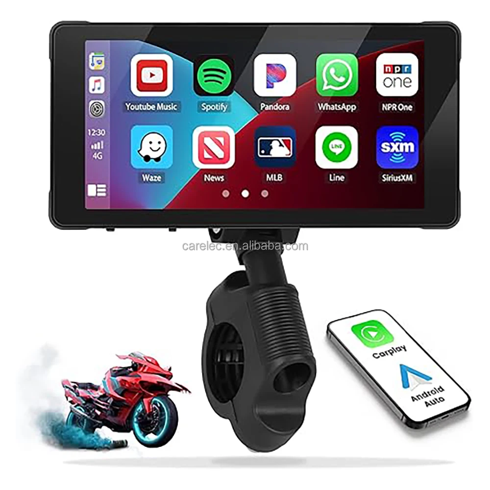 Universal IP67 Waterproof Wireless Carplay Display 5.5 Inch Touch Screen Motorcycle CarPlay & Android Auto Navigation