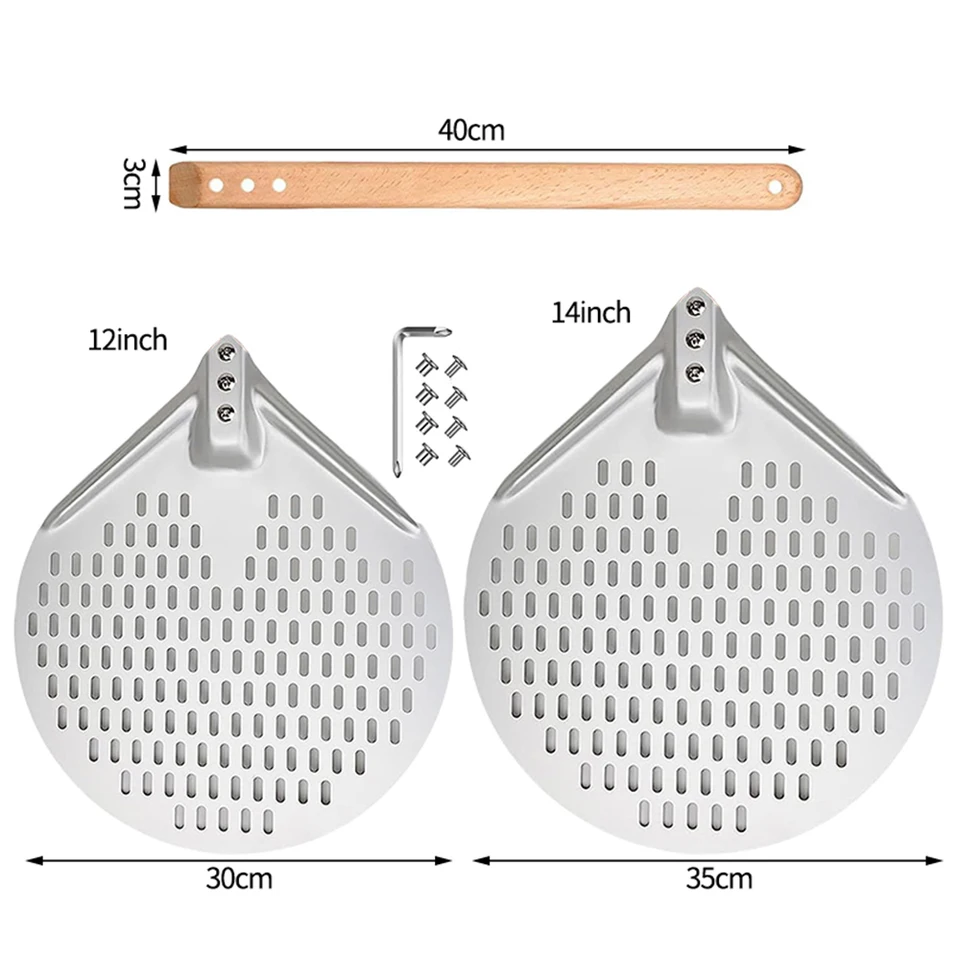 Pala Per Pizza Pieghevole 30,5 Cm In Alluminio Anodizzato Con Manico In Legno Staccabile - Professionale Per Forno E Barbecue