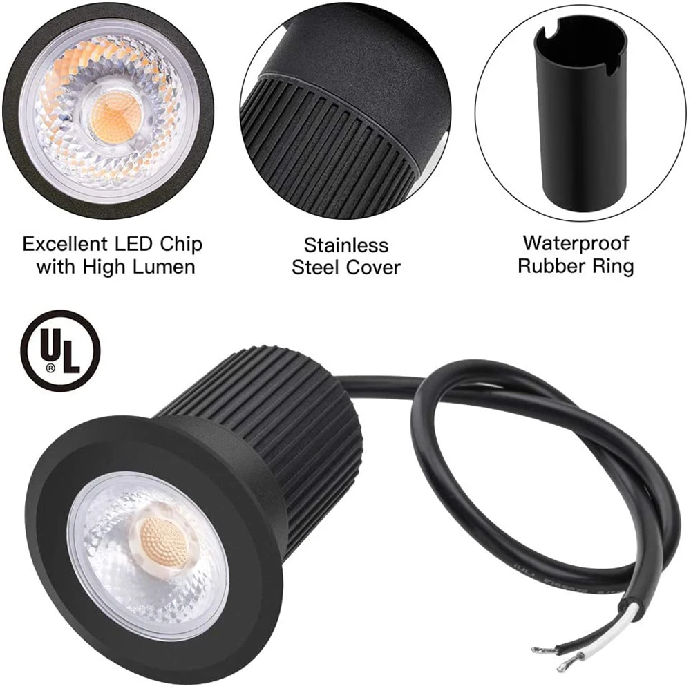 Luci paesaggistiche a LED da terra 4 pezzi - Luci interrate per esterni, Mini faretto per esterni da 3 W, Lampada da incasso per esterni COB impermeabile IP67, per patio, giardino, esterno