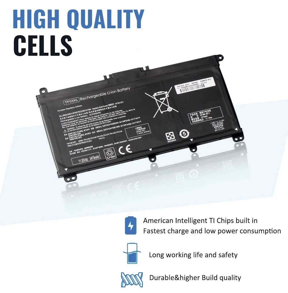 Etesbay Tf03xl Bateria do Portátil para hp Tpn-c131 Tpn-q188 Tpn-q189 Tpn-q190 Tpn-q191 Tpn-q201 14-bf033tx 14-bf108tx 14-bf008tu - Imagem 2