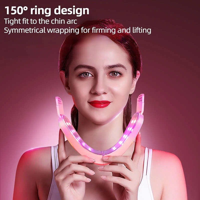 Facial Lifting Device LED Photon Facial Slimming Vibration Massager Heated Double Chin V Face Shaped Cheek Lift Belt Machine Facial Massager Face Slimming Massager Face Slimming Strap