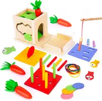 Montessori Toys Wooden Permanence Box Carrots Toys Color Shape Sorting Toys Fine Motor Early Educational Toys for Toddlers 1