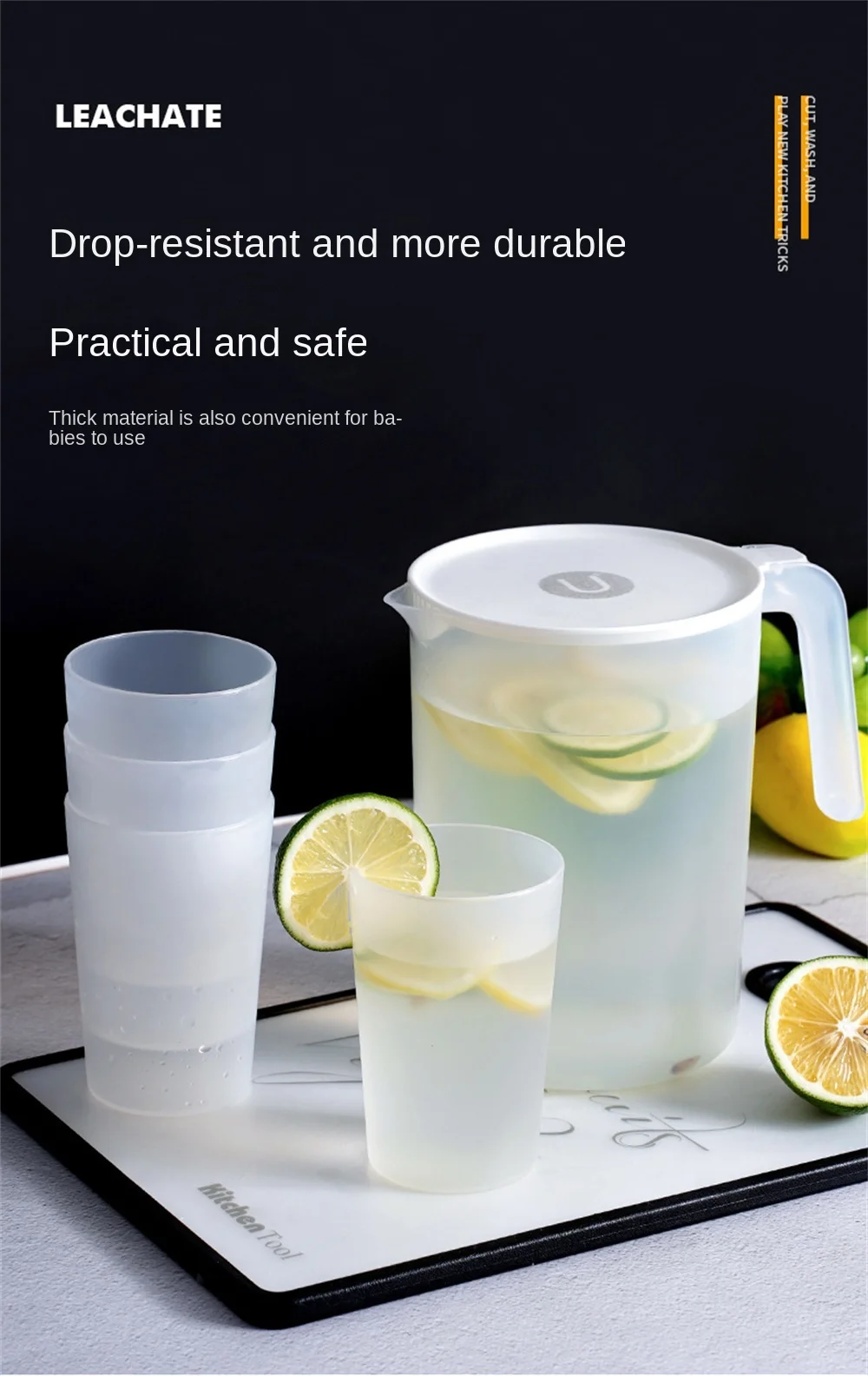 Description Picture 6 of item2000/2500ml Large Capacity Cold Kettle Simple Household Plastic Transparent Kettle Pitcher Heat Resistant Cold Water Jug Teapot