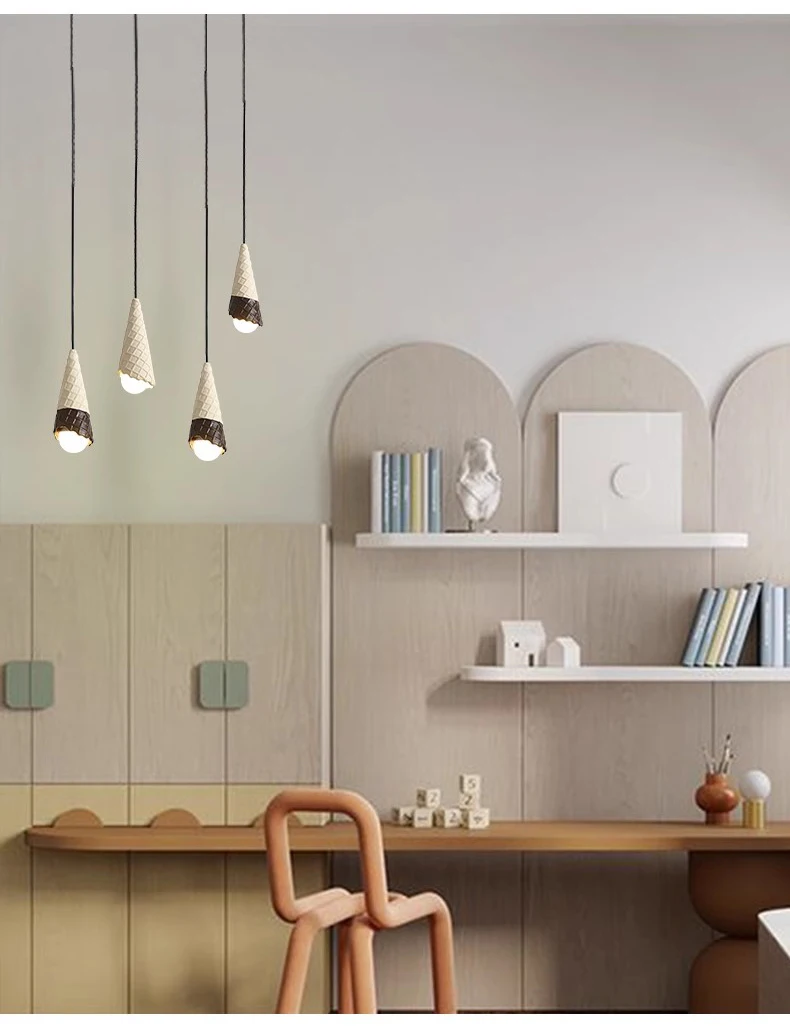 Description Picture 4 of itemCeramic Ice Cream Pendant Lamps LED Children's Room Bedside Lamp Creative Ice Cream Shop Boy Girl Room Nursery Suspended Lights