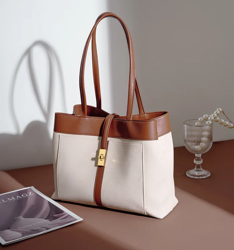 Nouveau sac fourre-tout polyvalent en cuir de vachette de grande capacité pour les déplacements sous les bras 2024, sac pour femme à la mode et tendance_voghion.com